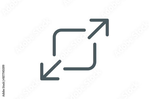 A minimalist vector graphic of a circular arrow icon with a white background