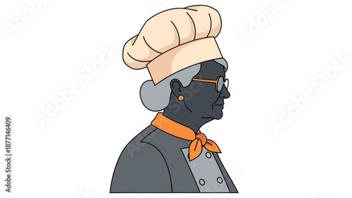 Cartoon Chef Woman in Profile