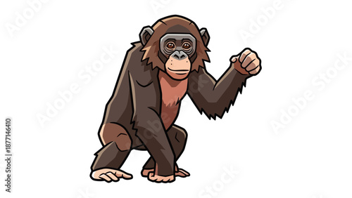 Cartoon Chimpanzee Illustration on White