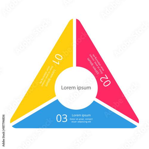 Colorful infographic template — 3 segment layout. Flat vector design.