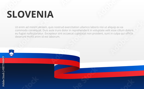 Slovenia National Symbol Frame. Slovenian Flag Background Horizontal Rectangle Template.