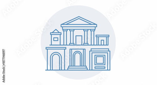 Architectural Elements Line Art Illustration.