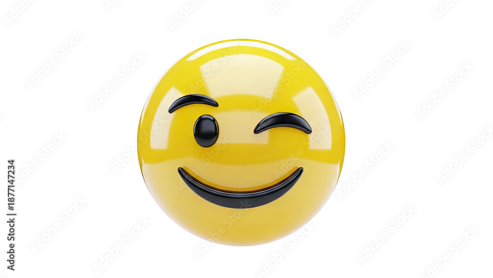 Fototapeta premium Winking Yellow Emoji Face