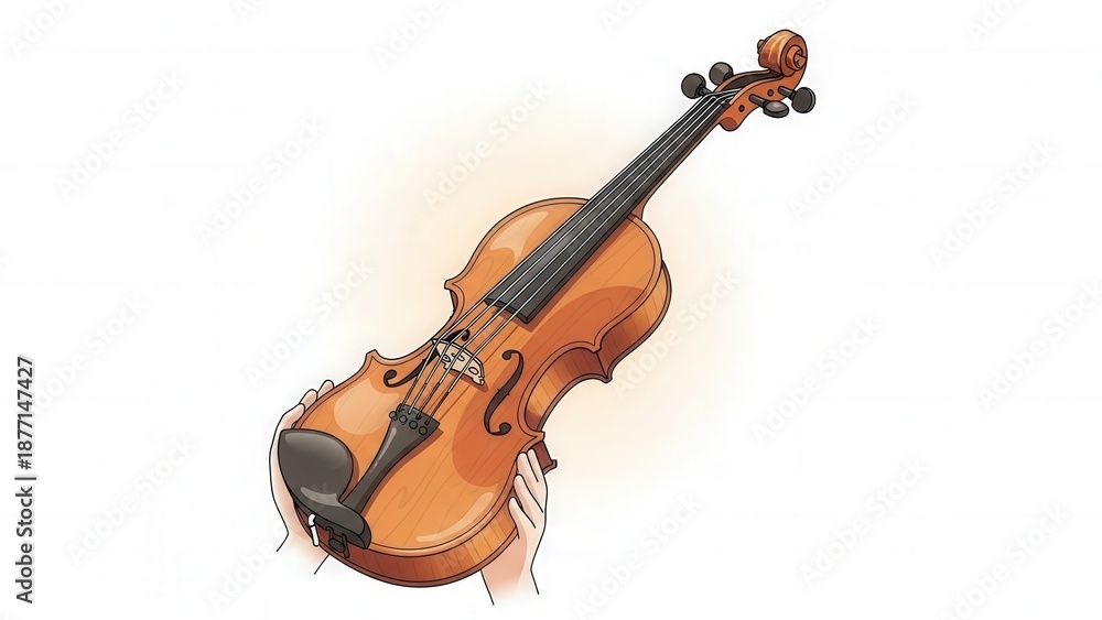 Fototapeta premium Elegant Violin Instrument with Bow for Classical Music Performances