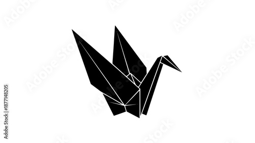 origami crane black vector logo