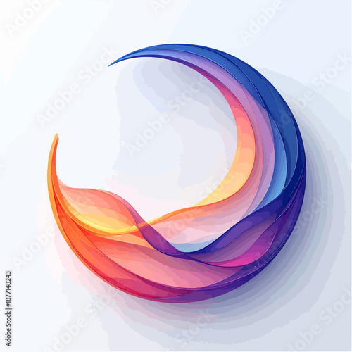 Crescent Moon Symbolizing Ramadan with Flowing Ribbon Design