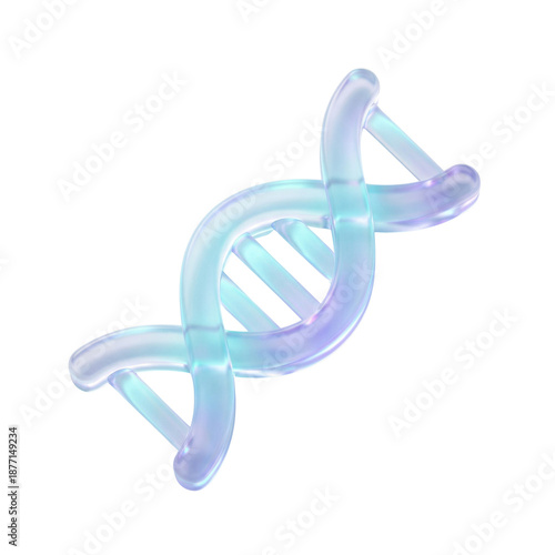 3D Glassmorphism DNA Double Helix Icon - Futuristic Biotech Element