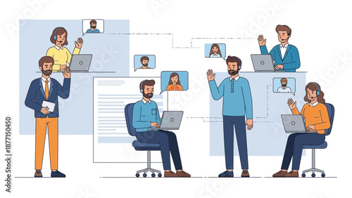 Remote Team Collaboration, Video Conference, Online Meeting, Business Communication