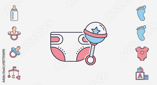 Illustration of Baby Care Essentials and Accessories for Newborns and Infants Delightful baby