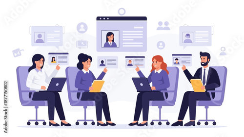 Hiring Team Reviewing Job Applications Online