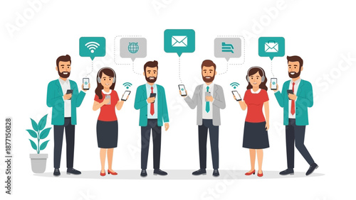 People Connecting Online via Smartphones, Sharing Information and Communication