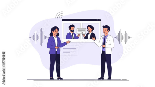 Online Meeting and Conference Call with Business Professionals