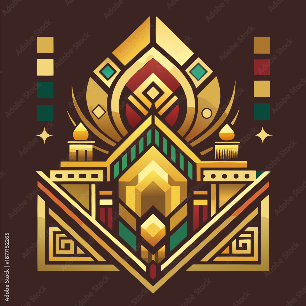 Fototapeta premium flat vector illustration inspired by traditional Indonesian ornamental motifs