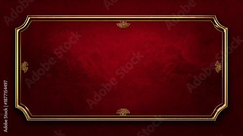 Luxury chinese background with elegant festive oriental background frame in deep red color and gold border design for celebration banner and greeting card layout artwork