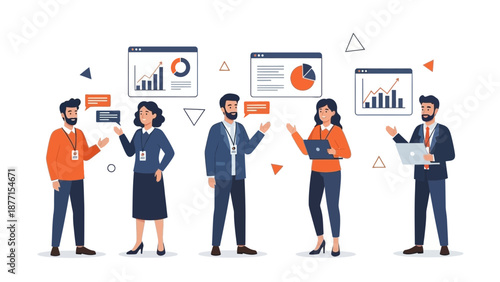 Business Team Meeting, Discussing Data Analytics and Strategy