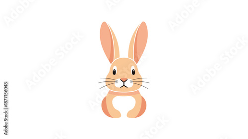 Cute light brown rabbit character face with long ears and whiskers for kids animal illustration and Easter themes.