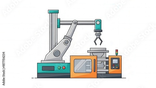Industrial Robotics Arm Connecting to Control System in Manufacturing Facility