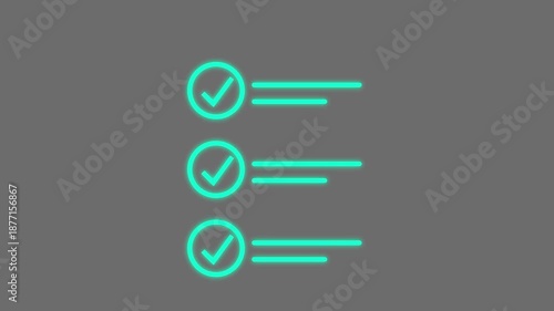 A modern animated set of checkmark icons designed to represent success, confirmation, approval, verification, and completed actions. Featuring clean line or neon-style visuals with smooth motion