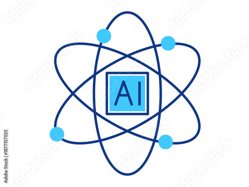 Atom icon. Artificial Intelligence icon. Outline icon style. Simple vector illustration in modern thin line style.