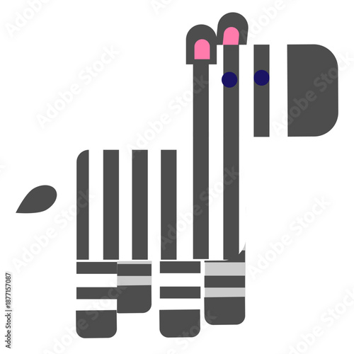 立っているシマウマのキャラクターをシンプルに描いたかわいいイラスト素材