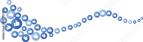 Social media like thumbs up emoji icons floating wave, element vector for online appreciation, positive feedback, digital interaction, user engagement, communication, social approval design