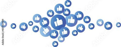 Social media like approval icons with thumbs up illustration element for online reactions, internet, communication, sharing, positive engagement, user experience, digital marketing design