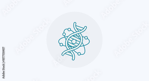 DNA helix and atom structure representing genetics and scientific research.