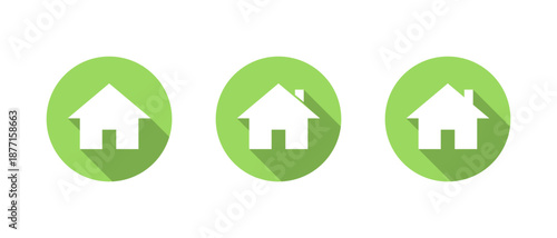 House and home icon set with long shadow. Real estate, residence, and property symbol