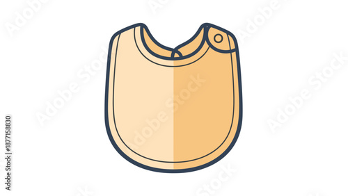 Simple baby bib with a neck button and soft peach color is shown as a practical accessory for infant feeding and care activities.