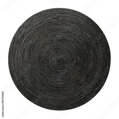 Dark, textured circle with swirling, concentric lines