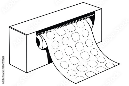 Perforated paper towel roll in box disposable kitchen napkins household item dispenser container