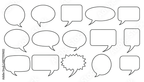 Set of speech bubbles dialog balloon sign communication comment design vector illustration