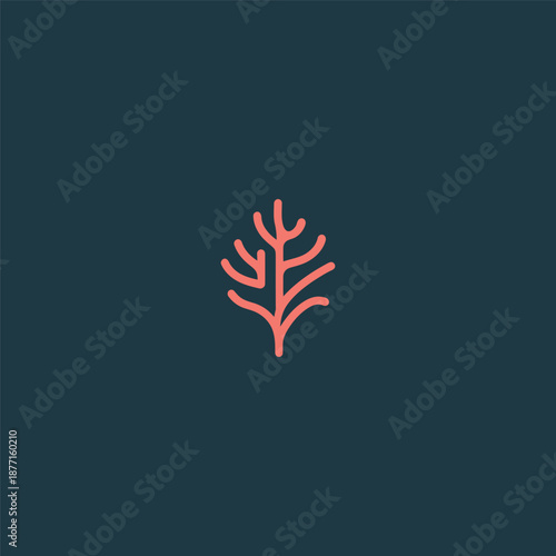 Coral logo in clean and organic simple line style.