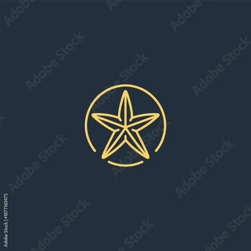 Sea star logo in balanced and minimalist simple line design.