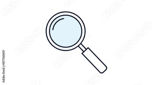 Simple magnifying glass icon with a black frame and blue lens used for searching, zooming, and investigation concepts.