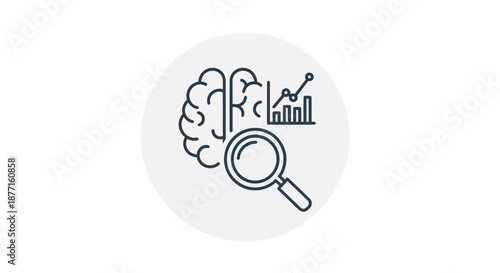 Brain Magnifying Glass Data Analysis Icon.