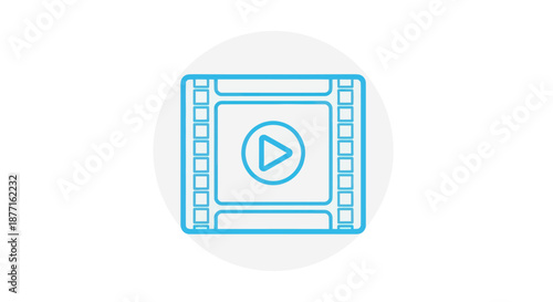 Film strip with play button icon representing video content and multimedia.