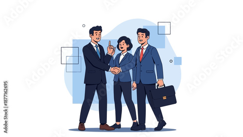 Business People Shaking Hands, Partnership Agreement, Teamwork Collaboration