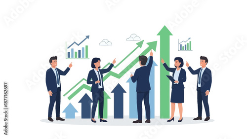Business Growth Strategy: Team Success and Financial Charts
