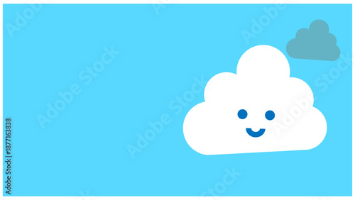 笑顔の雲が浮かぶ空色のシンプルな天気イラスト