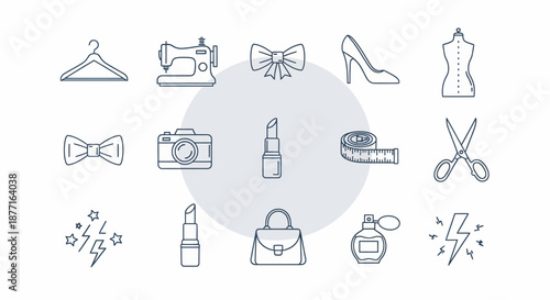 Fashion and Beauty Essentials - A Collection of Hand-Drawn Icons.