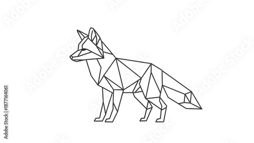 Geometric Fox Line Art: Minimalist Polygonal Animal Vector Illustration