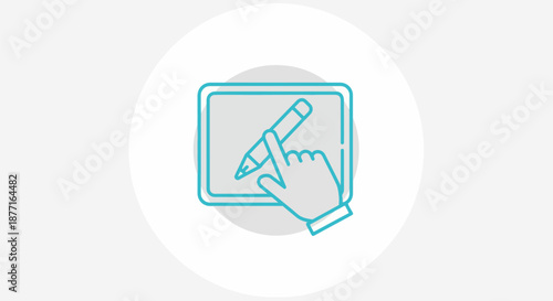 Digital tablet with stylus and hand for creative design work.