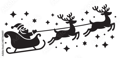Santa Claus in sleigh with reindeer, Christmas and holiday theme