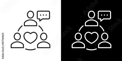 Community  Icon Set. Clean Line Design With Light And Dark Versions For Versatile Use 