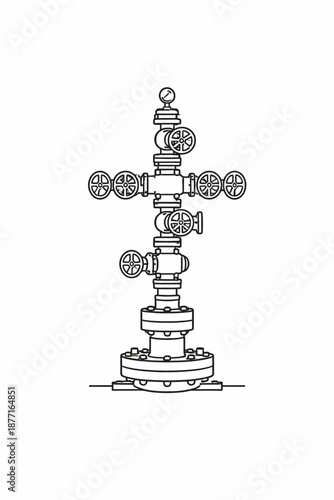 Esquema técnico de un cabezal de pozo