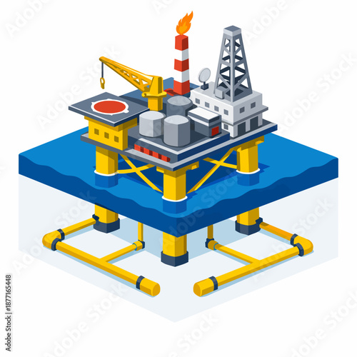 Plataforma petrolera offshore con tuberías submarinas
