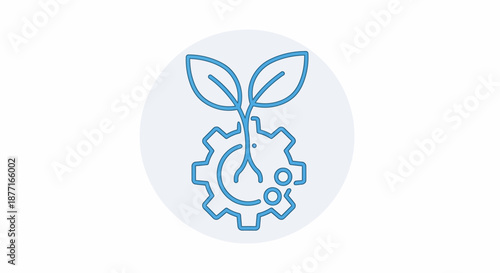 Growth and Innovation - Plant Sprouting from Gear Icon.