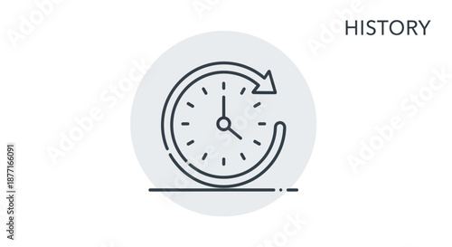 Clock with circular arrow representing history and time.