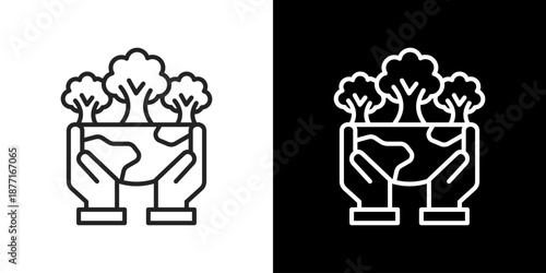 Conservation  Icon Set. Clean Line Design With Light And Dark Versions For Versatile Use 